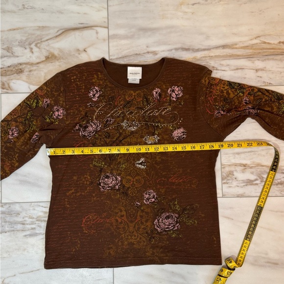 Studio Collection by Endear Designs Brown Graphic Floral Top Size Large - Picture 3 of 7